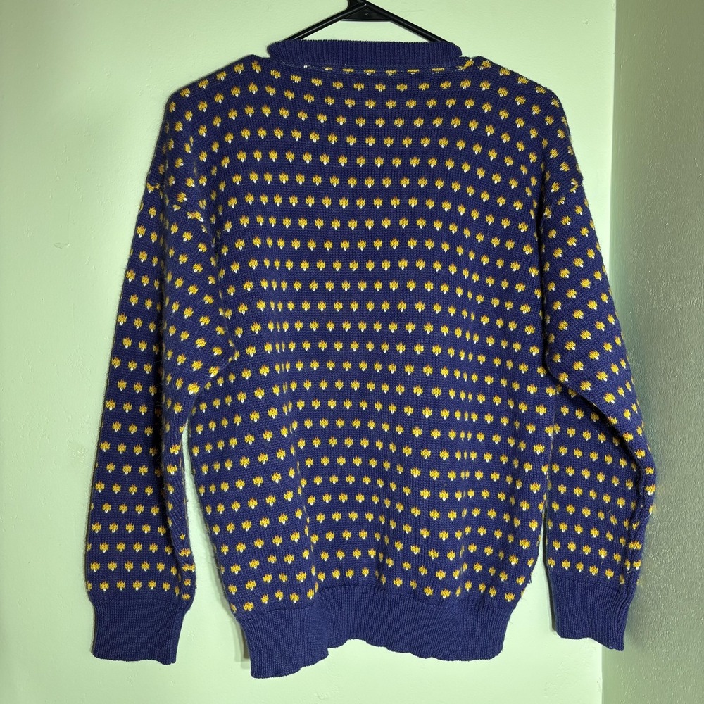 Vintage Jennifer Adams Sweater Womens Large Blue Cat Knit Novelty Made USA 90s - Picture 7 of 14